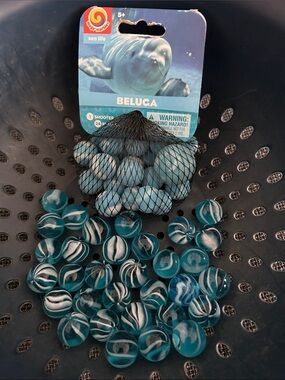 MARBLE Teal and White Swirl Glass Marbles - Beluca Sea Life